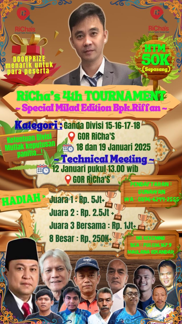 RiCha’s 4th Tournament, Ajang Raih Juara dan Hadiah Jutaan Rupiah!