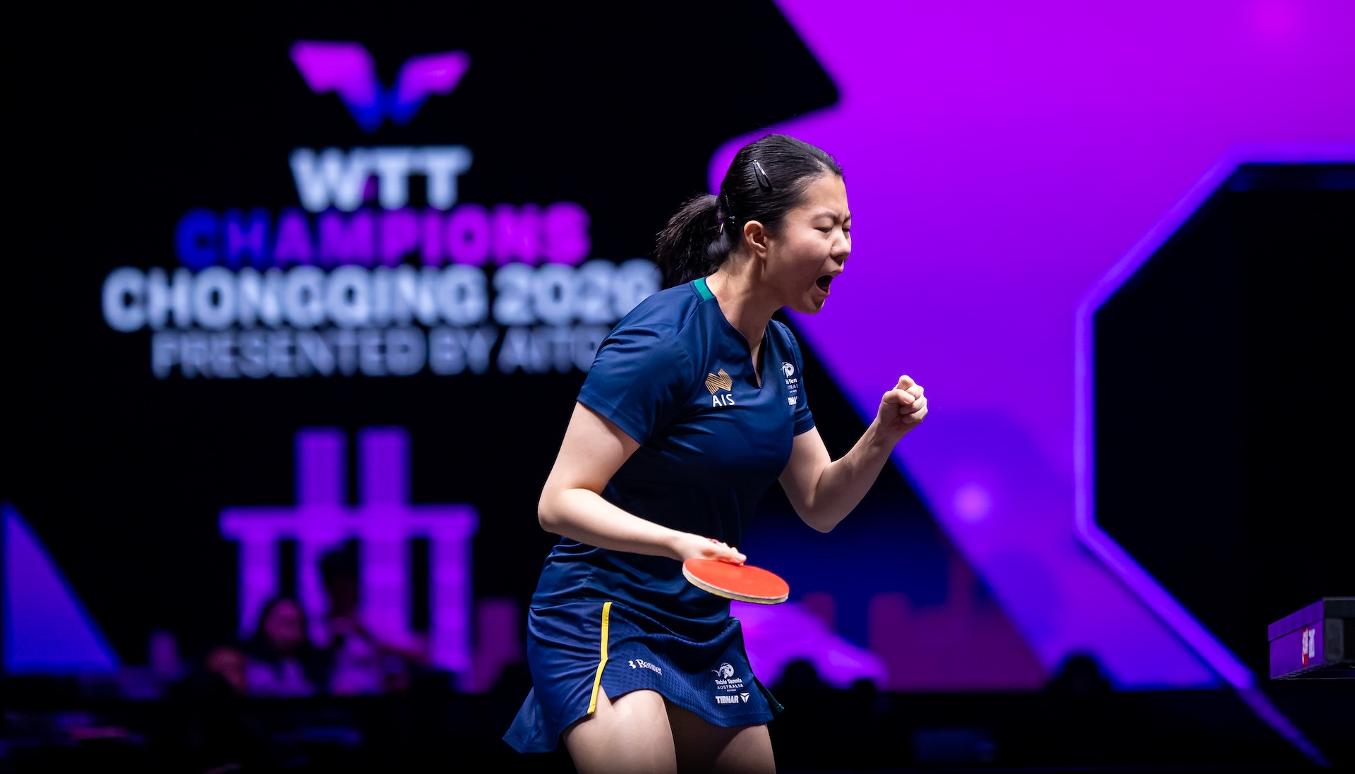 Yangzi Liu buat kejutan dengan kalahkan Sabine Winter di WTT Champions Chongqing 2026.